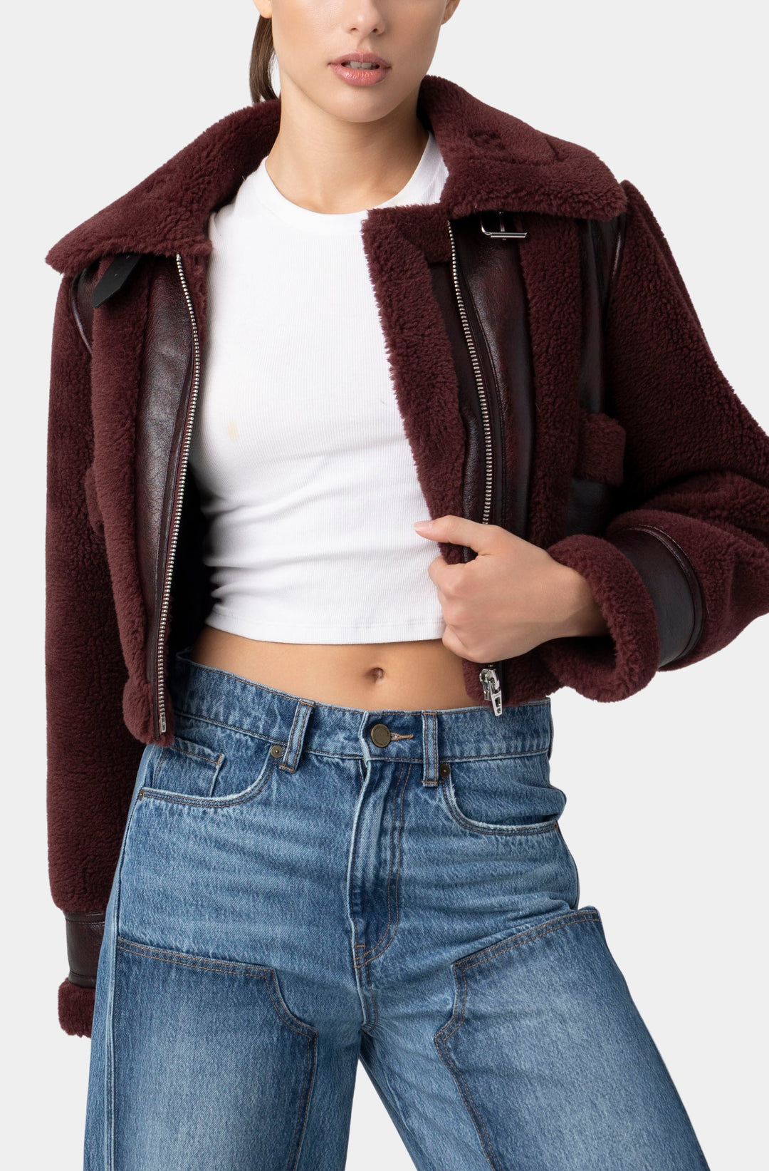 Head Start Crop Sherpa Fleece Jacket