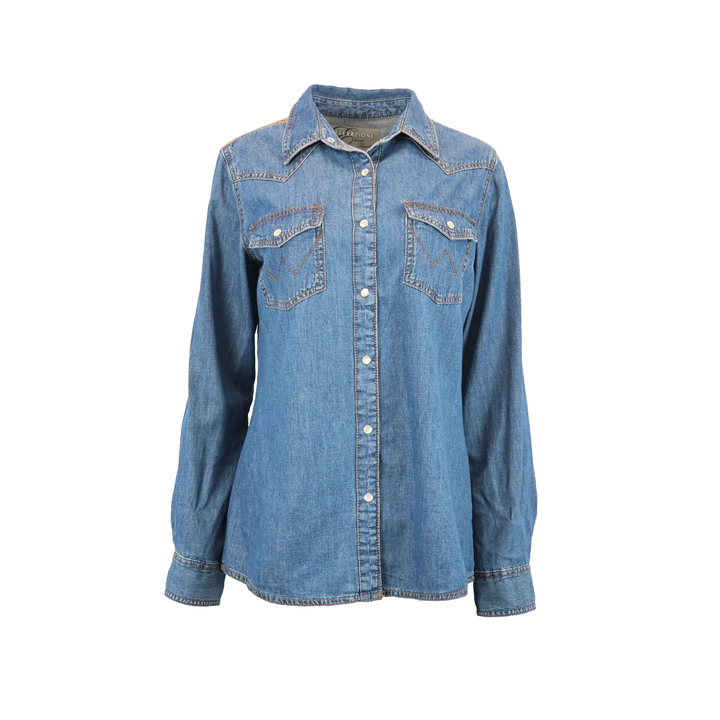 Floral Western Designer Denim Shirt