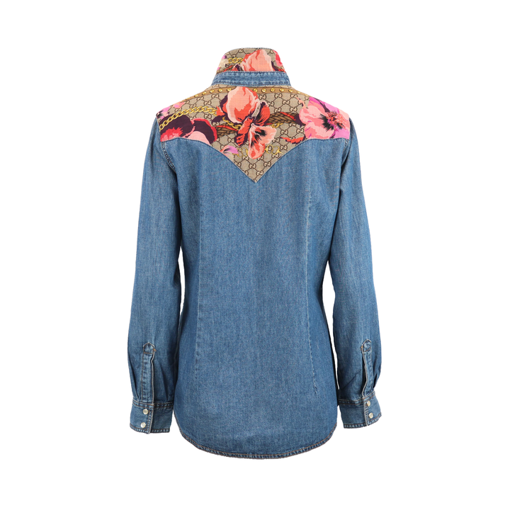 Floral Western Designer Denim Shirt