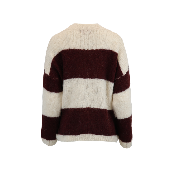 MOCK NECK STRIPED LONG SLEEVE PULLOVER KNIT SWEATER