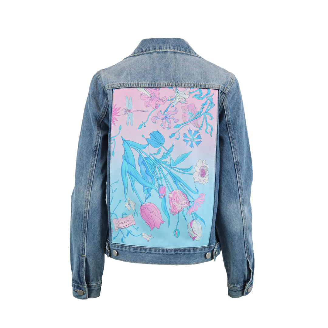 Turquoise Floral Designer Denim Jacket