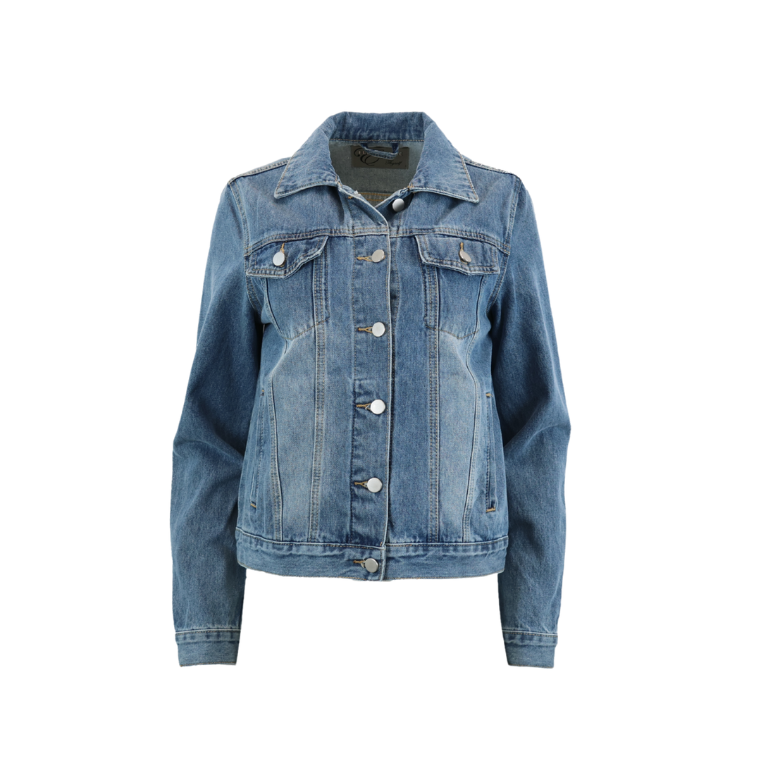 Turquoise Floral Designer Denim Jacket