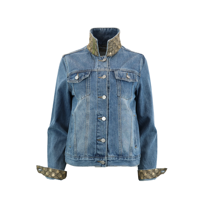 Turquoise Floral Designer Denim Jacket