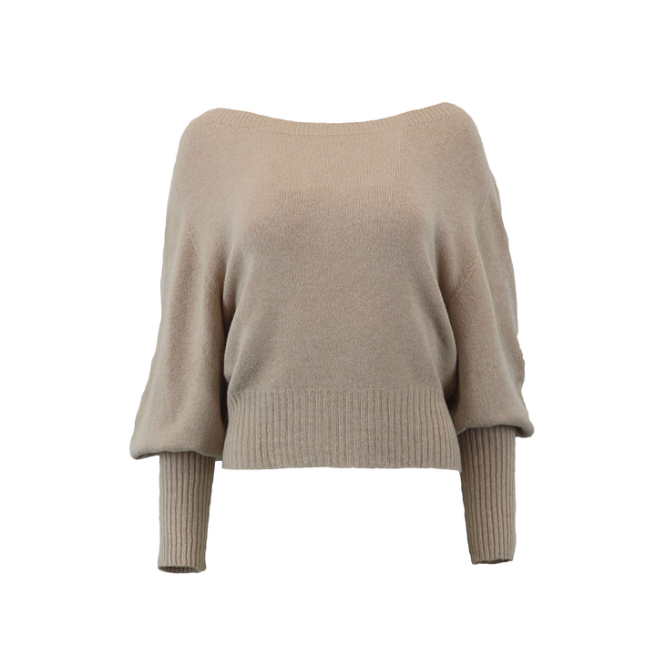 Bubble Sleeve V-Neck Knit Sweater