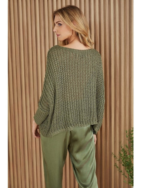 BOATNECK DROP SHOULDER LONG SLEEVE SWEATER