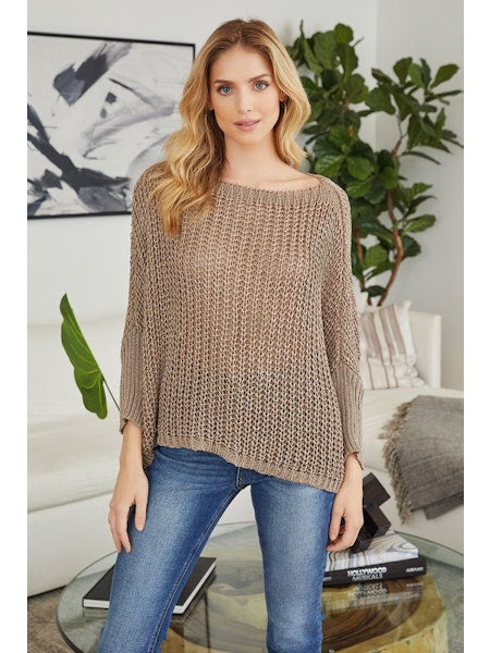 BOATNECK DROP SHOULDER LONG SLEEVE SWEATER