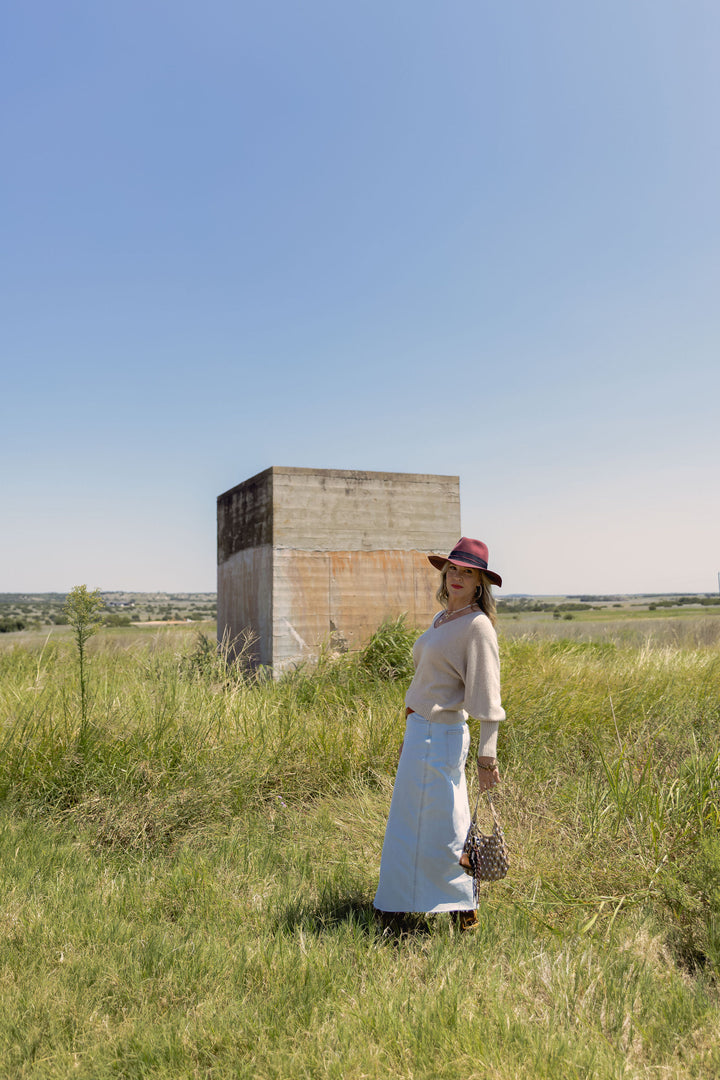 Bubble Sleeve V-Neck Knit Sweater
