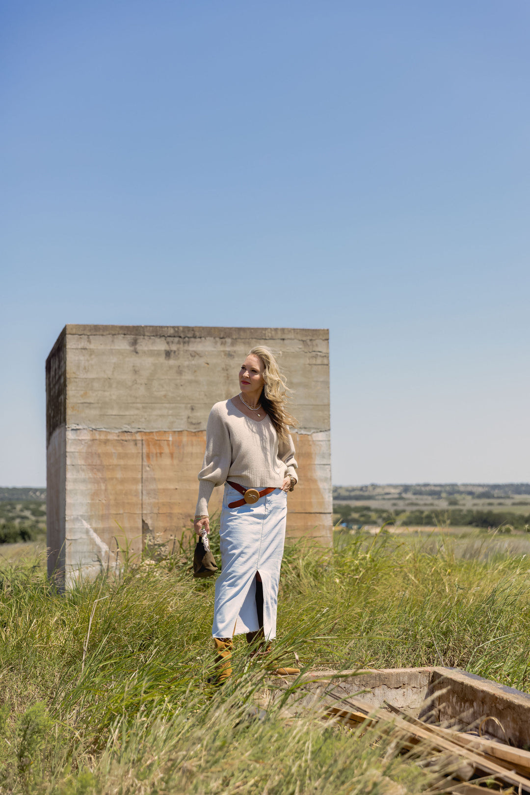 Bubble Sleeve V-Neck Knit Sweater