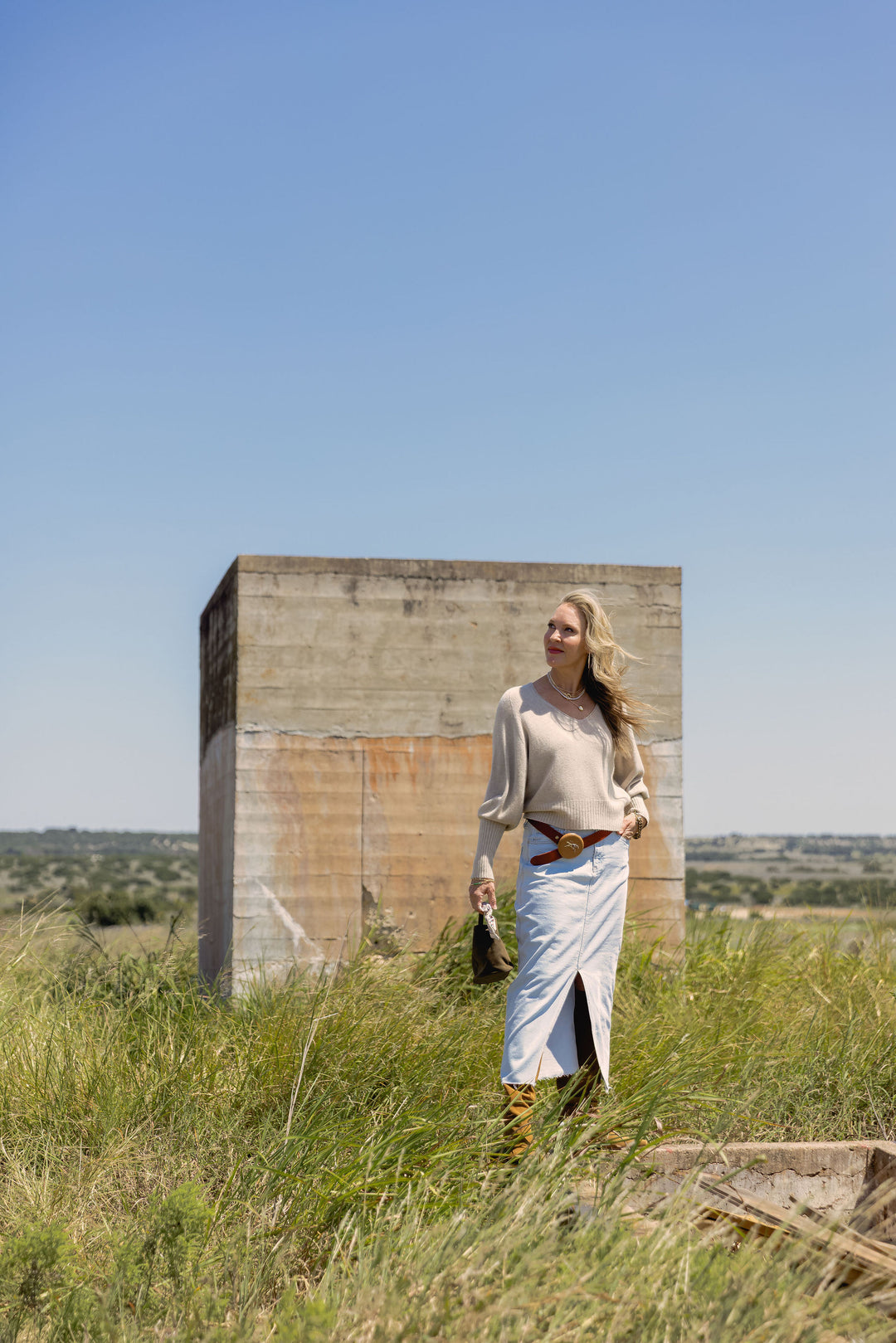 Bubble Sleeve V-Neck Knit Sweater