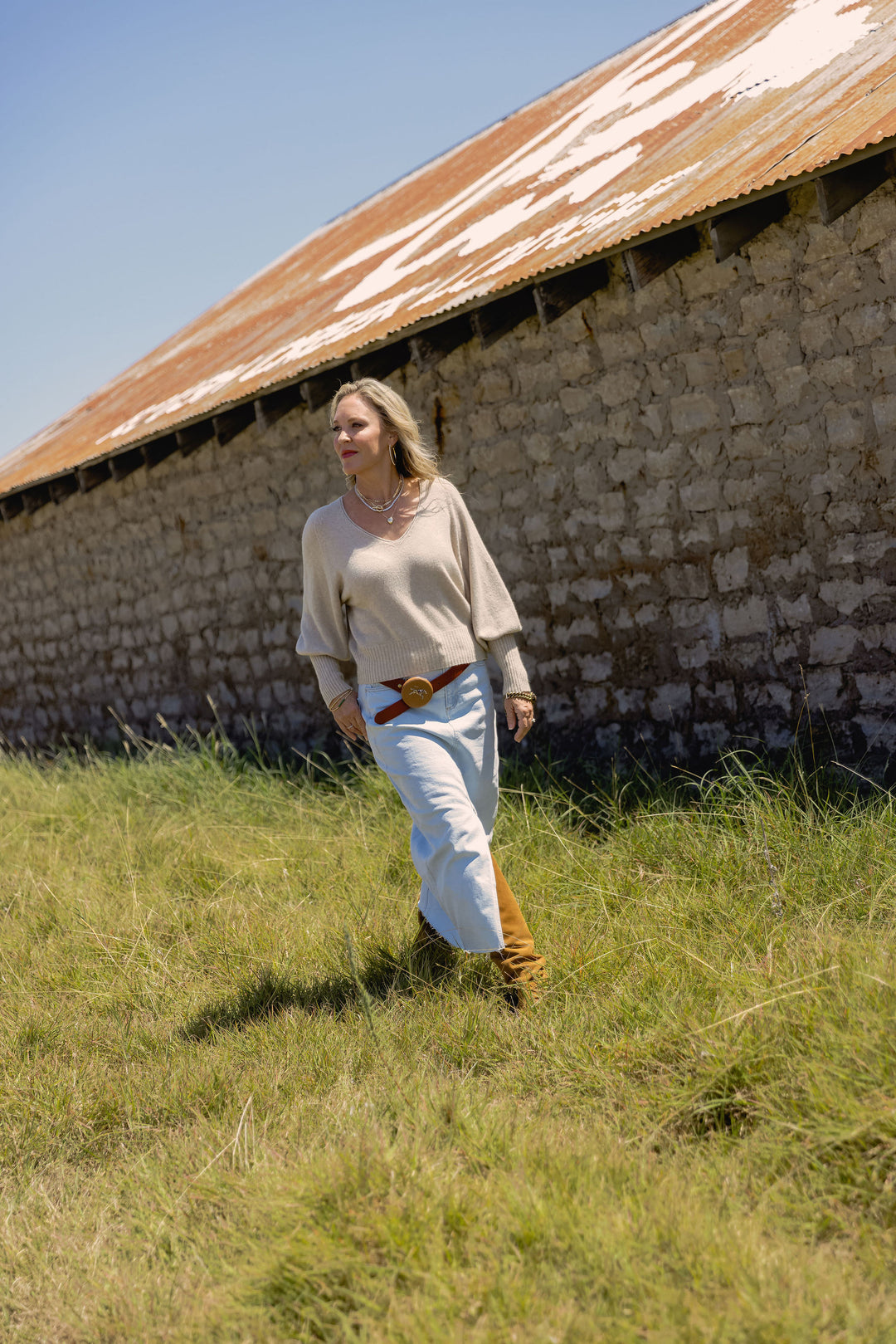 Bubble Sleeve V-Neck Knit Sweater