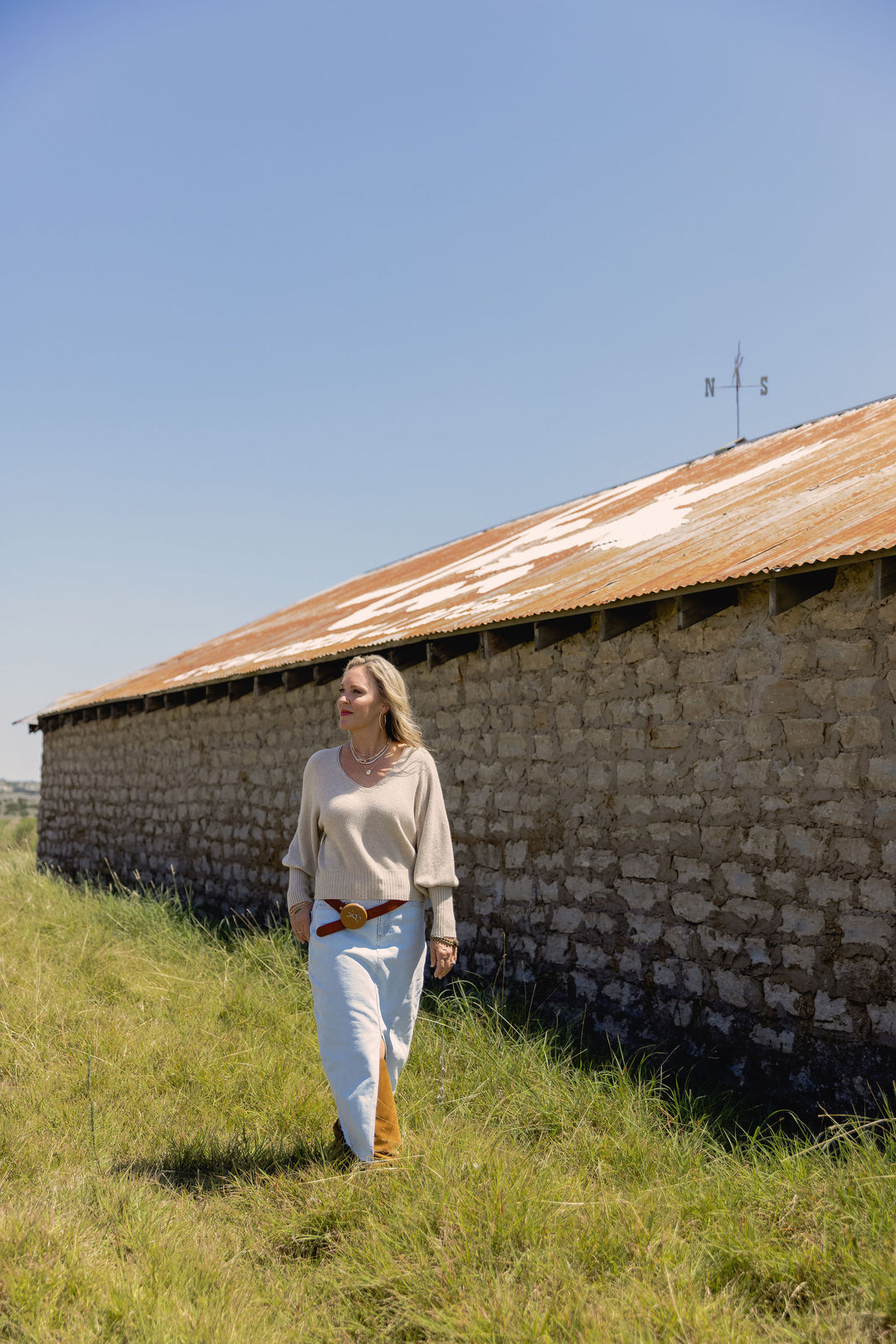 Bubble Sleeve V-Neck Knit Sweater