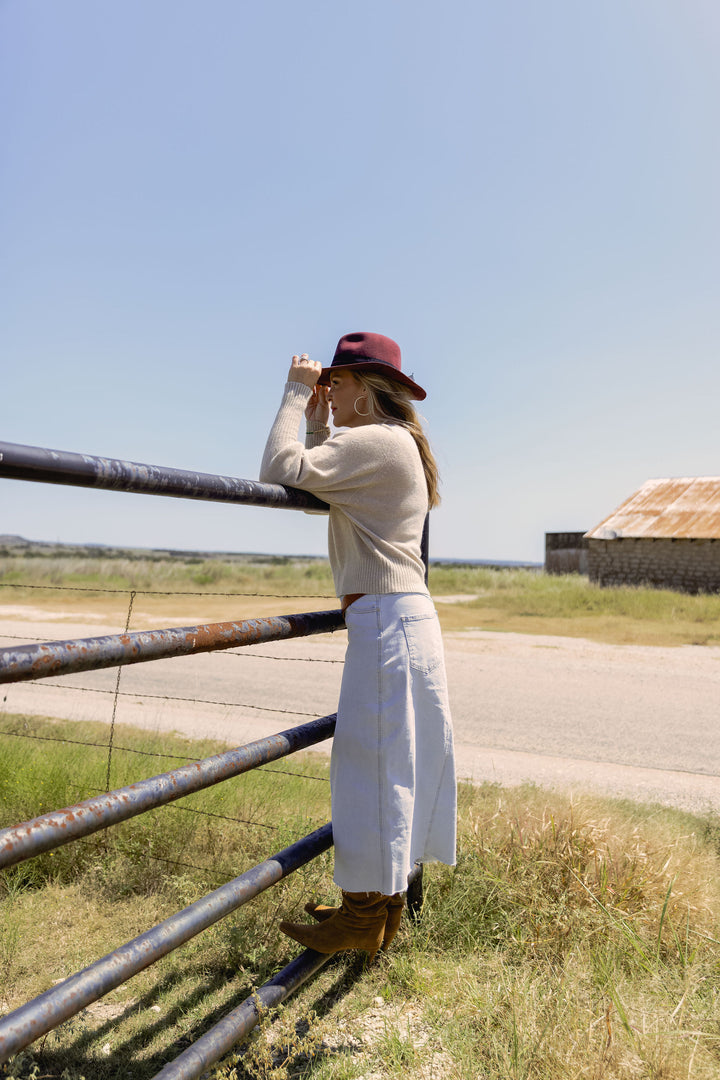 Bubble Sleeve V-Neck Knit Sweater