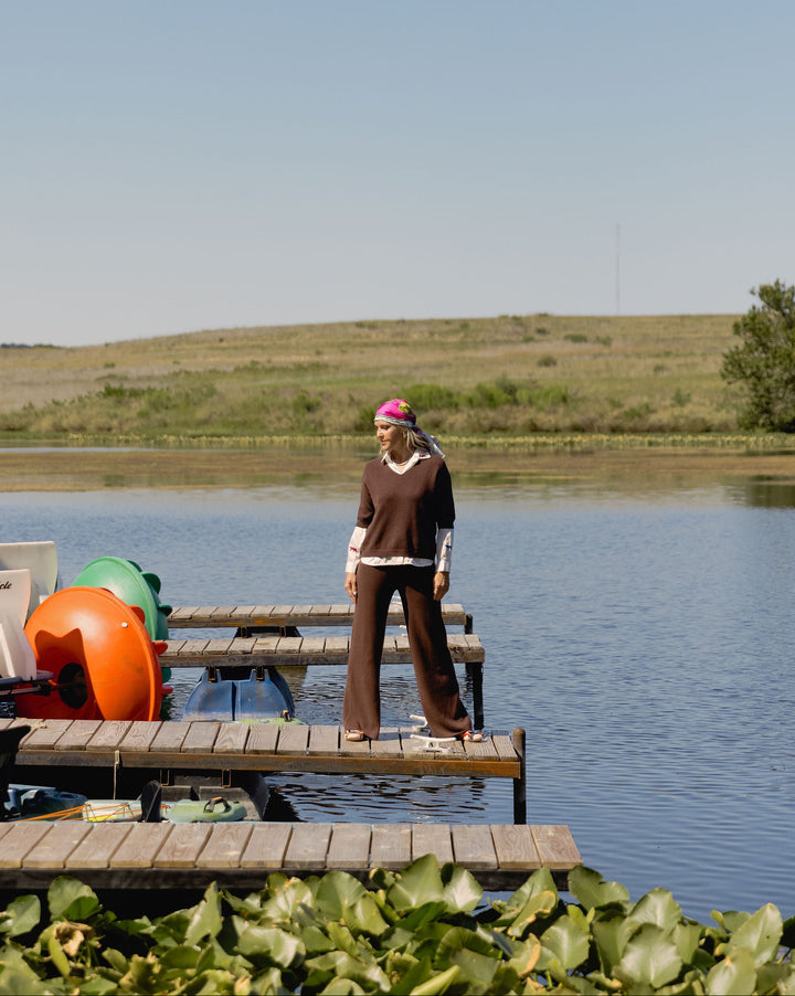 V-Neck 3/4 Sleeve Knit Top