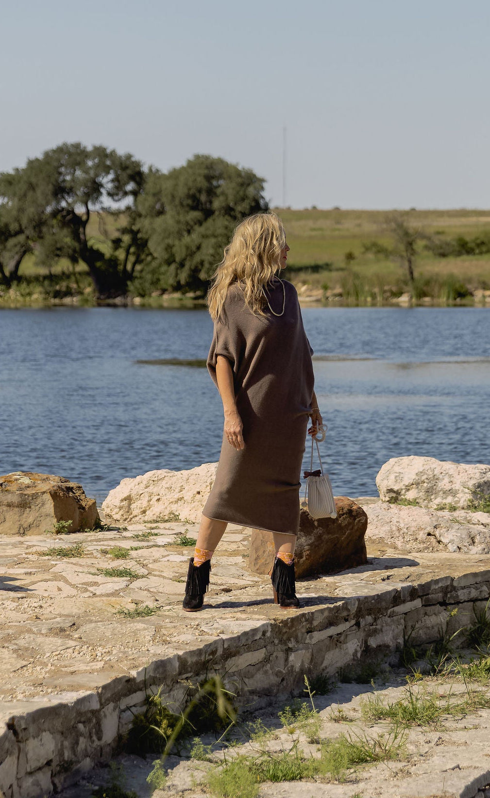 Cowl Neck Asymmetrical Sweater Dress