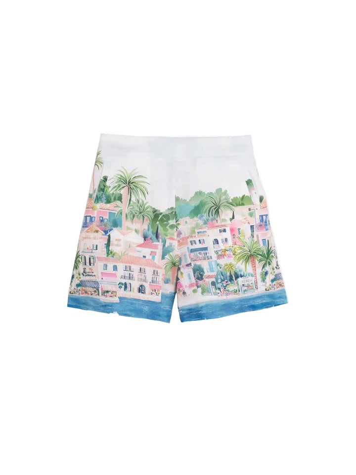 Bermuda Sandra Linen Print Shorts