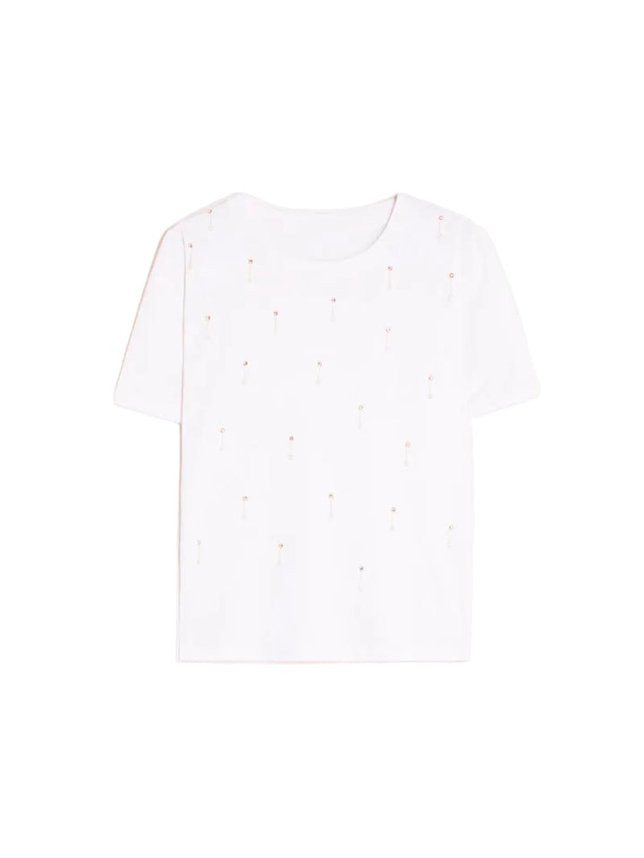 WHITE T-SHIRT WITH RHINESTONES