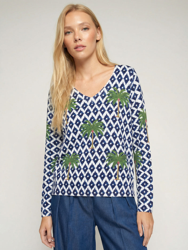 BLUE IKAT PALM TREE JERSEY