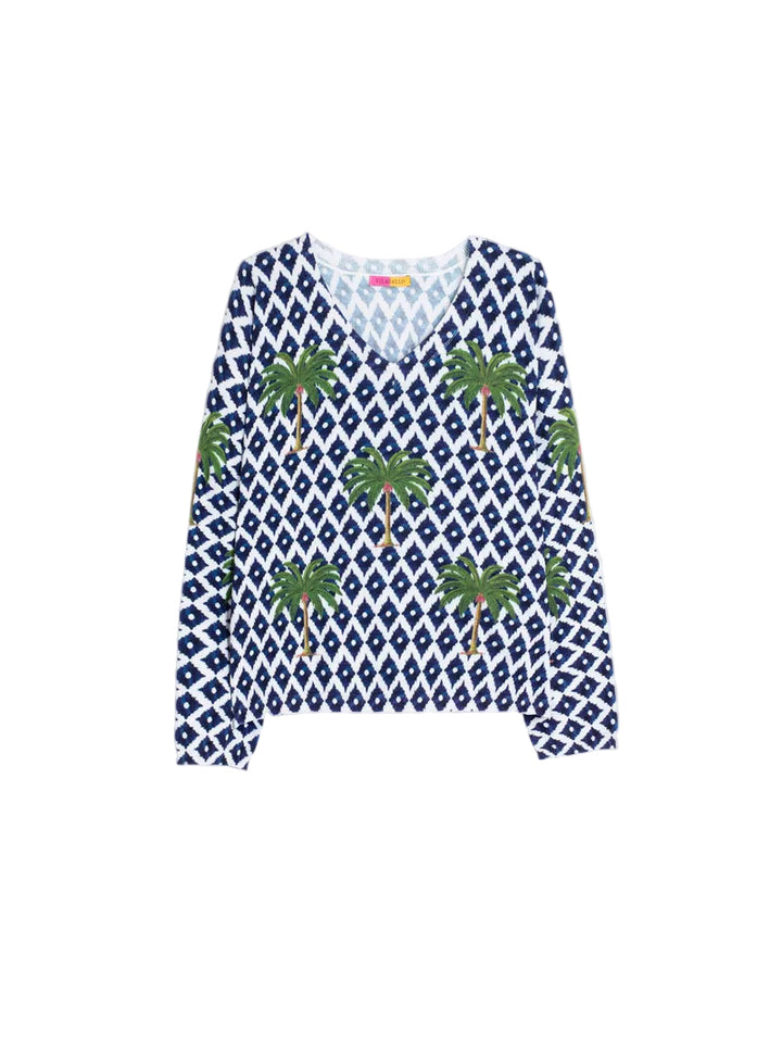 BLUE IKAT PALM TREE JERSEY