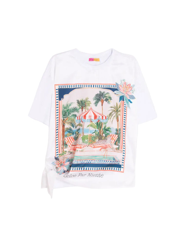 DOLCE FAR NIENTE PRINT T-SHIRT WITH SIDE BOW