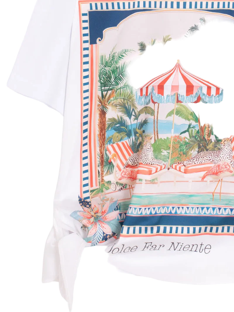 DOLCE FAR NIENTE PRINT T-SHIRT WITH SIDE BOW