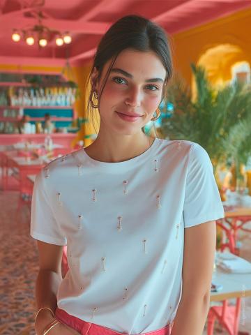 WHITE T-SHIRT WITH RHINESTONES