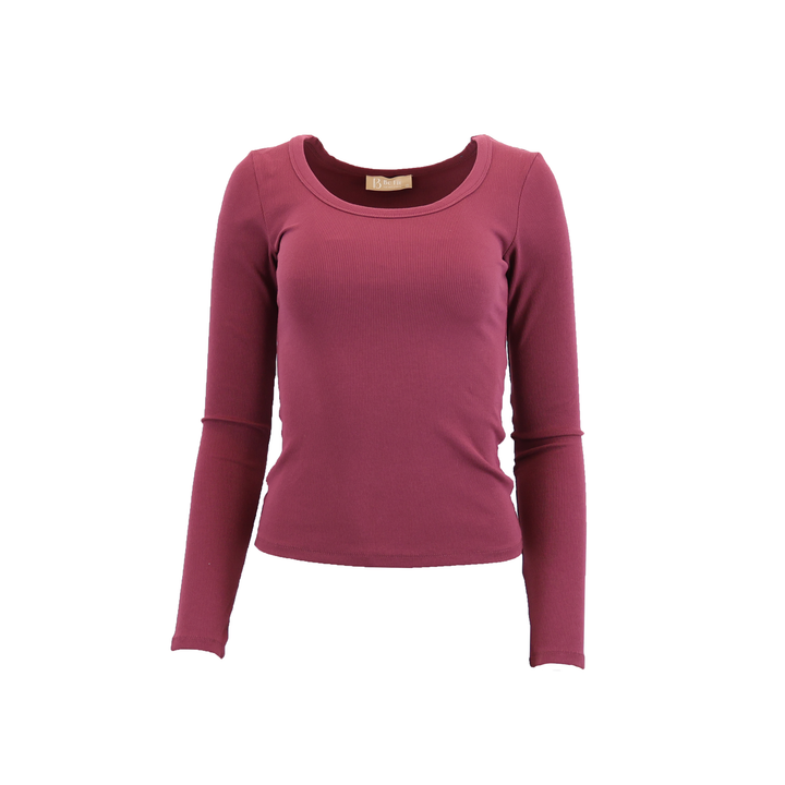 Slim Fit Scoop Neck Long Sleeve