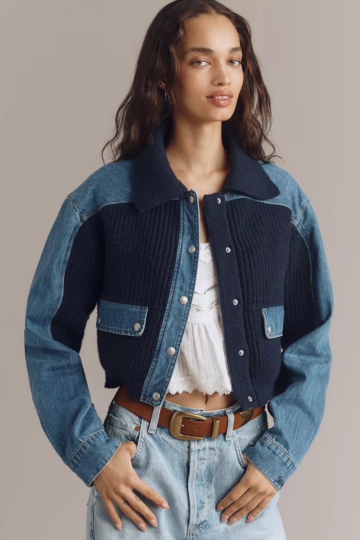 Moving Up Denim Sweater Jacket