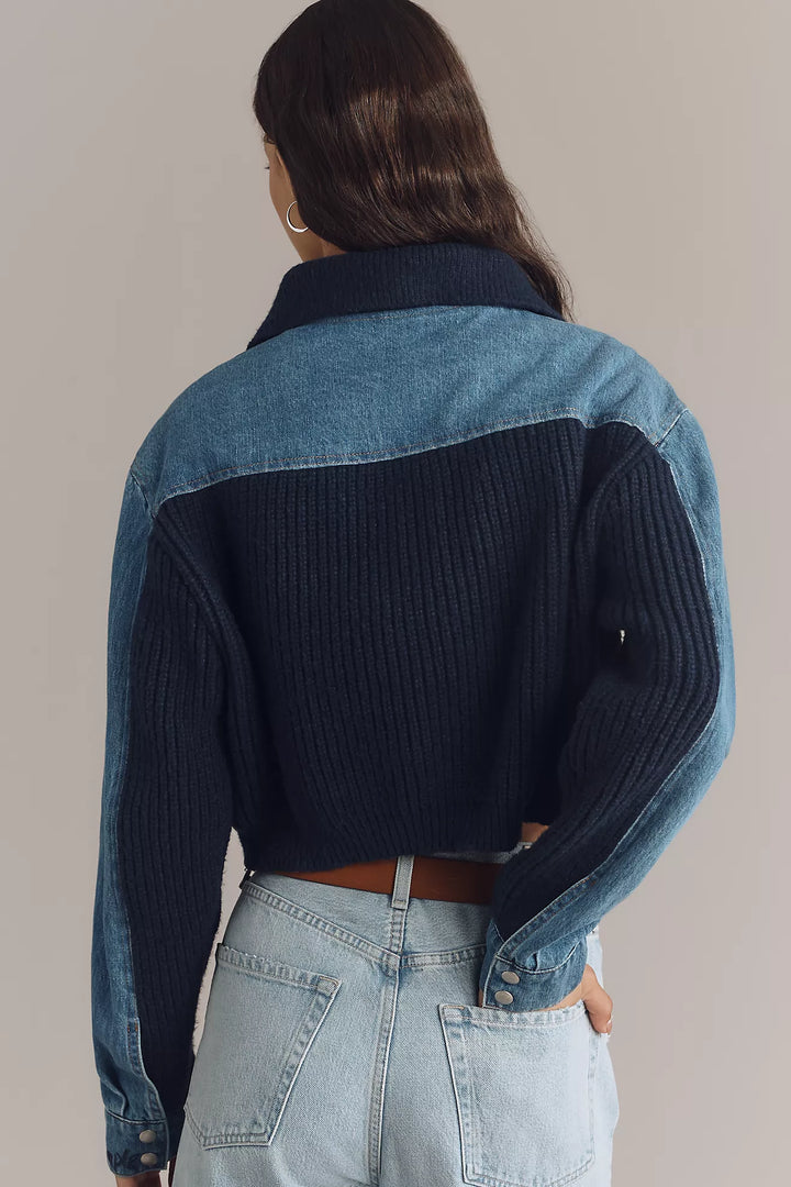 Moving Up Denim Sweater Jacket
