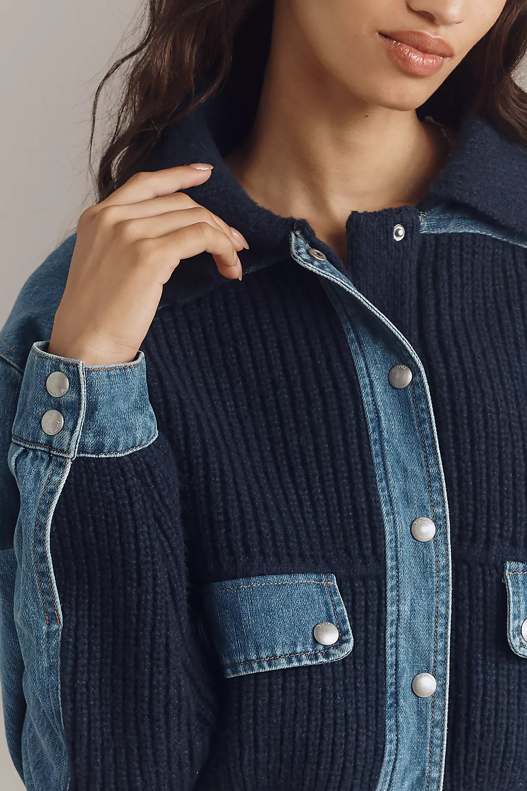 Moving Up Denim Sweater Jacket