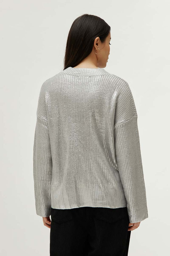 Metallic Coated Knit Sweater