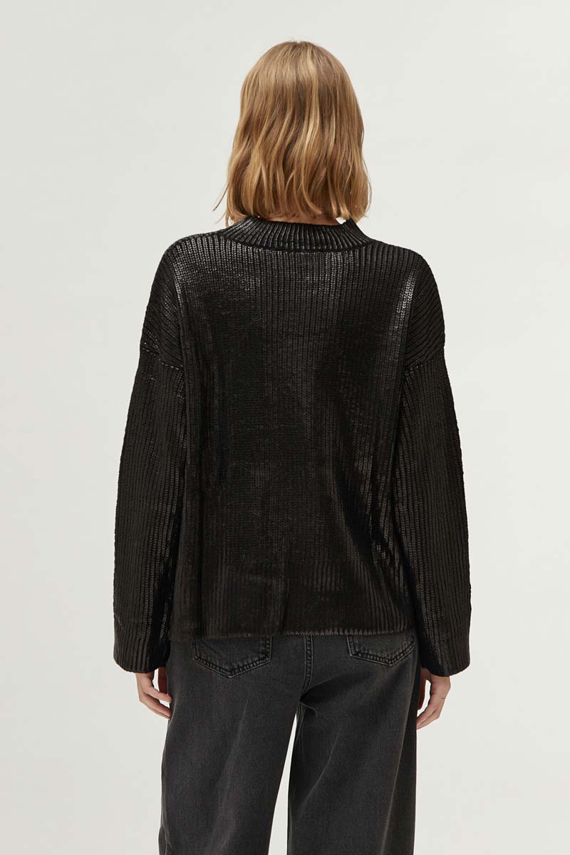 Metallic Coated Knit Sweater