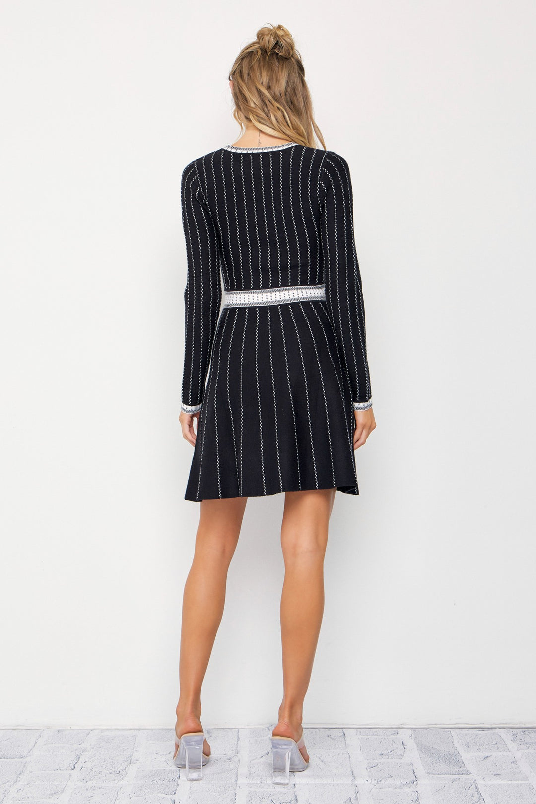 Ella Stripe Knit Long Sleeve Mini Dress