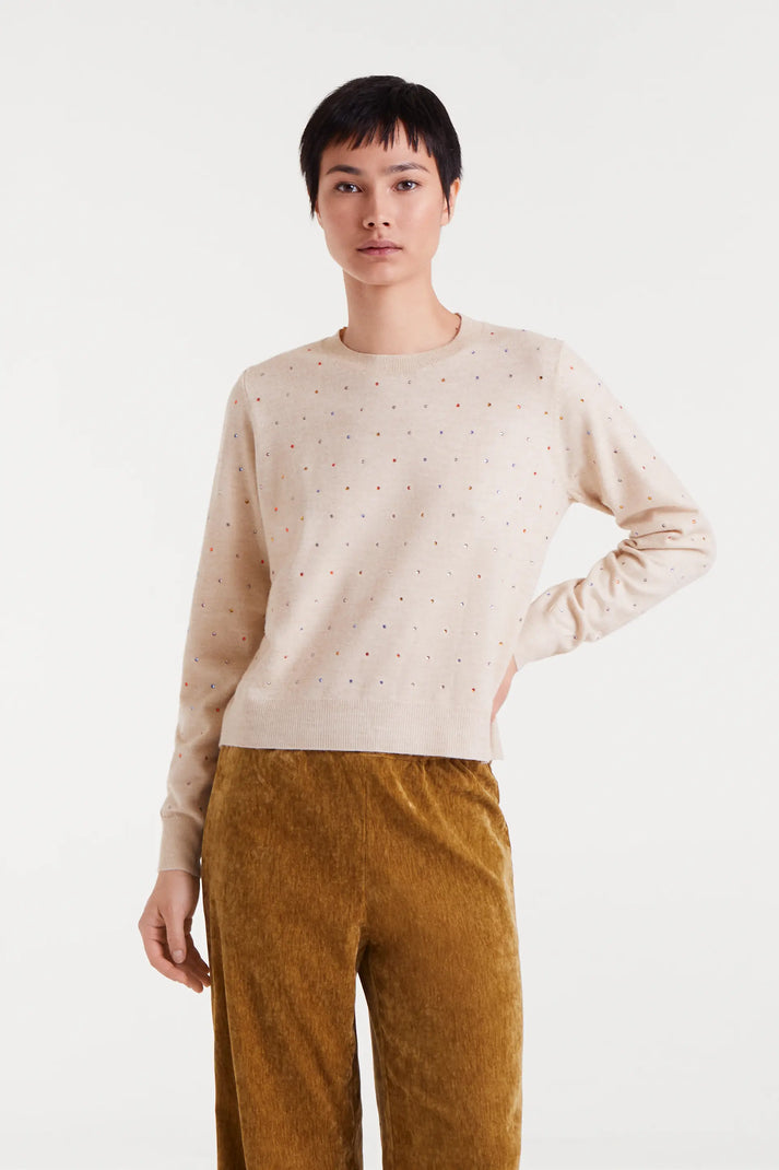 Cream Multi Detailed Sweater