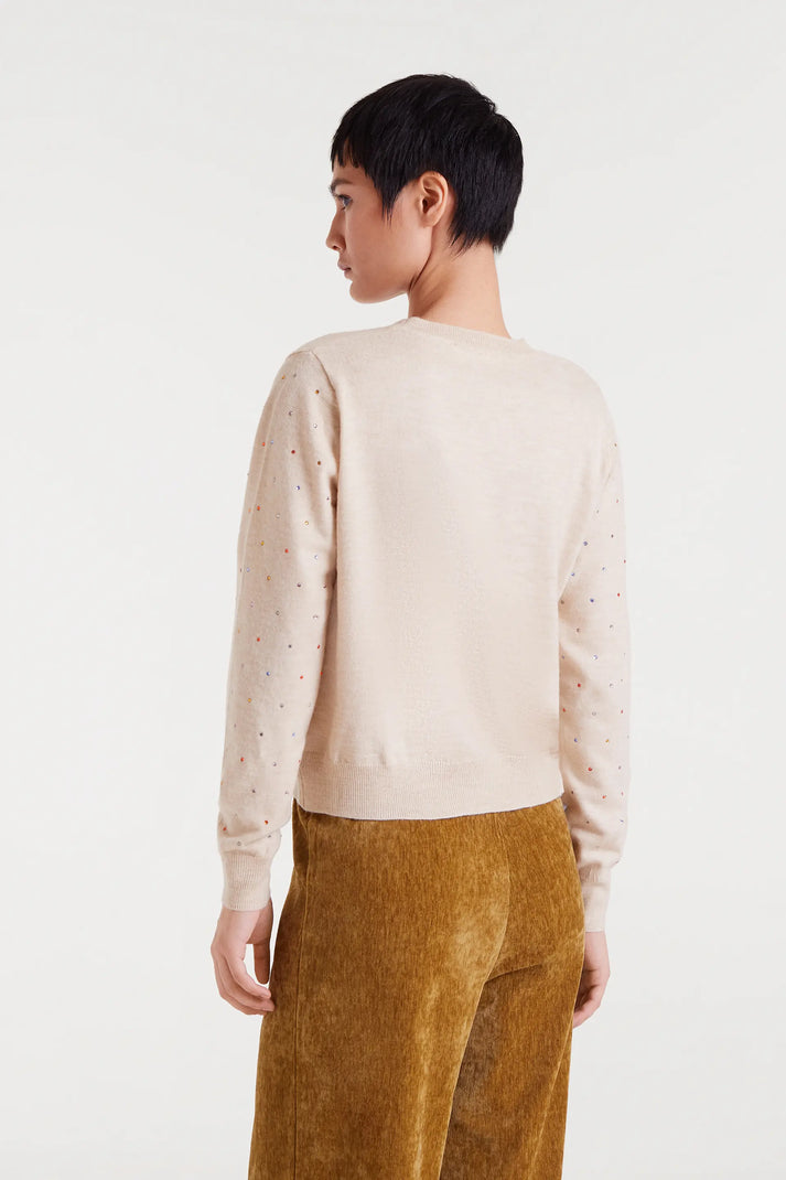 Cream Multi Detailed Sweater