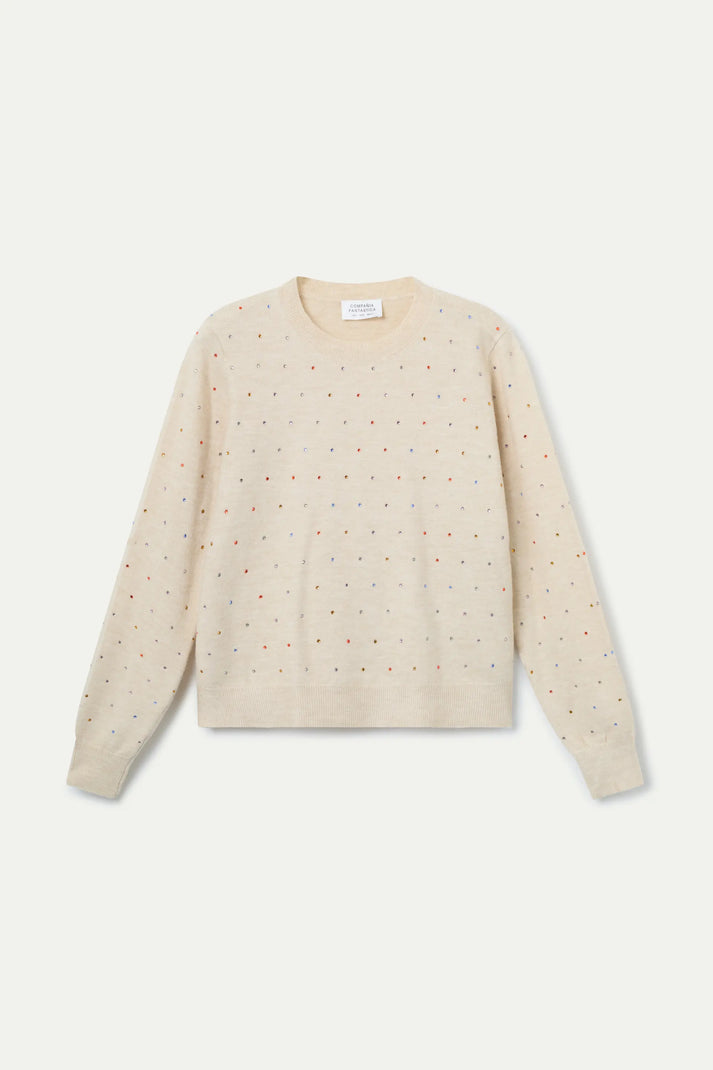 Cream Multi Detailed Sweater