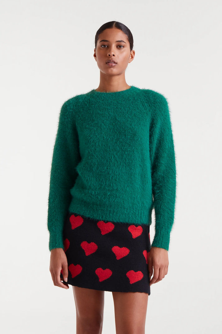 Green Textured Knit Sweater