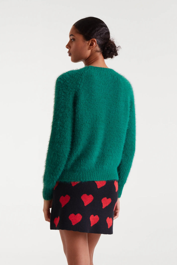 Green Textured Knit Sweater