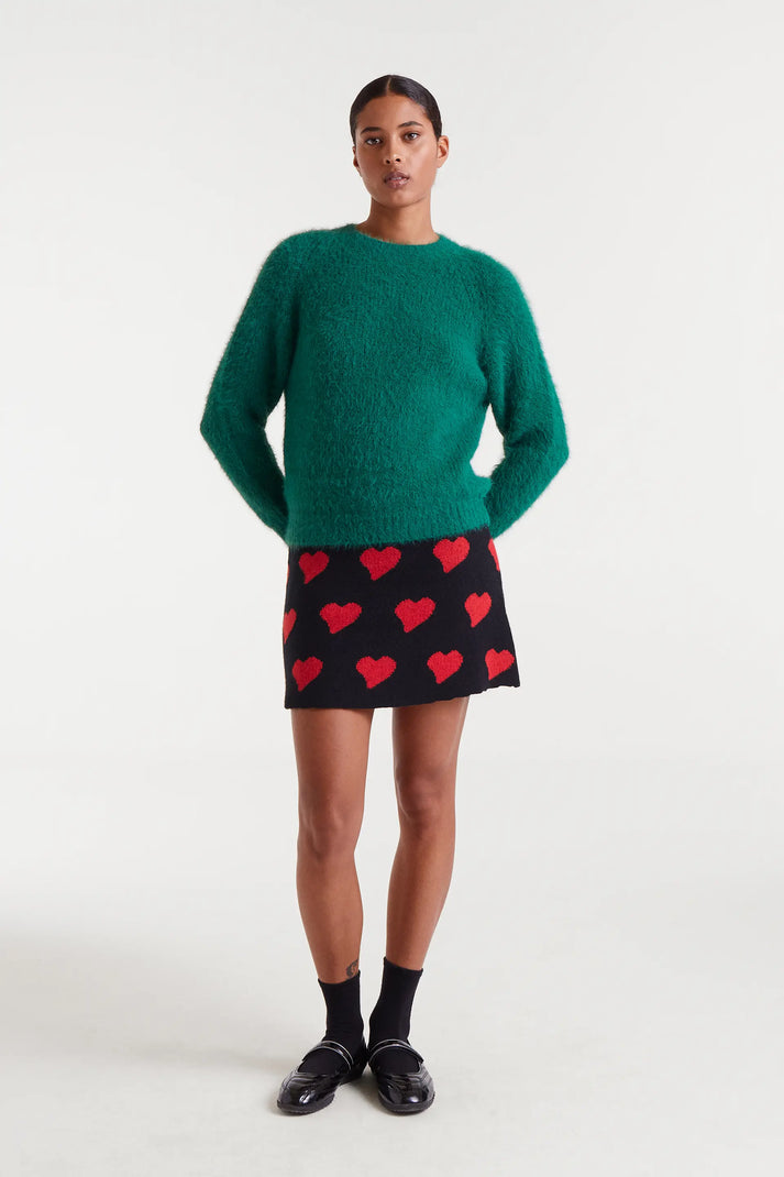 Green Textured Knit Sweater