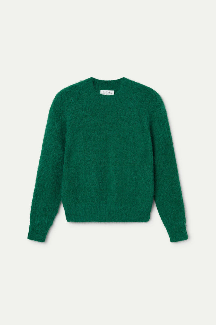Green Textured Knit Sweater