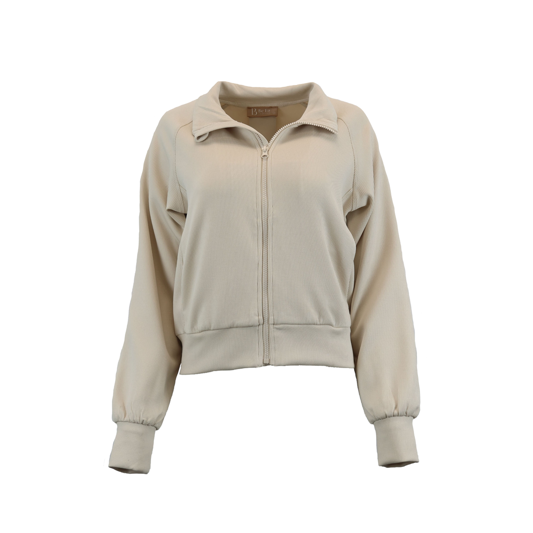 Luxe Sand Wash Rib Zip Jacket