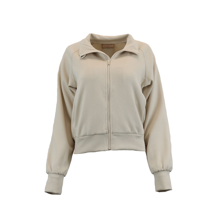 Luxe Sand Wash Rib Zip Jacket