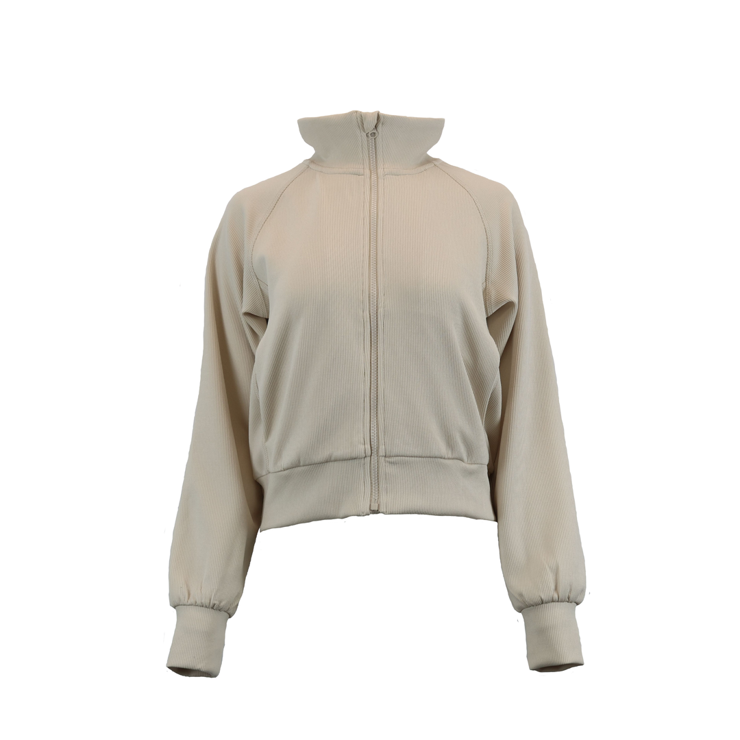 Luxe Sand Wash Rib Zip Jacket