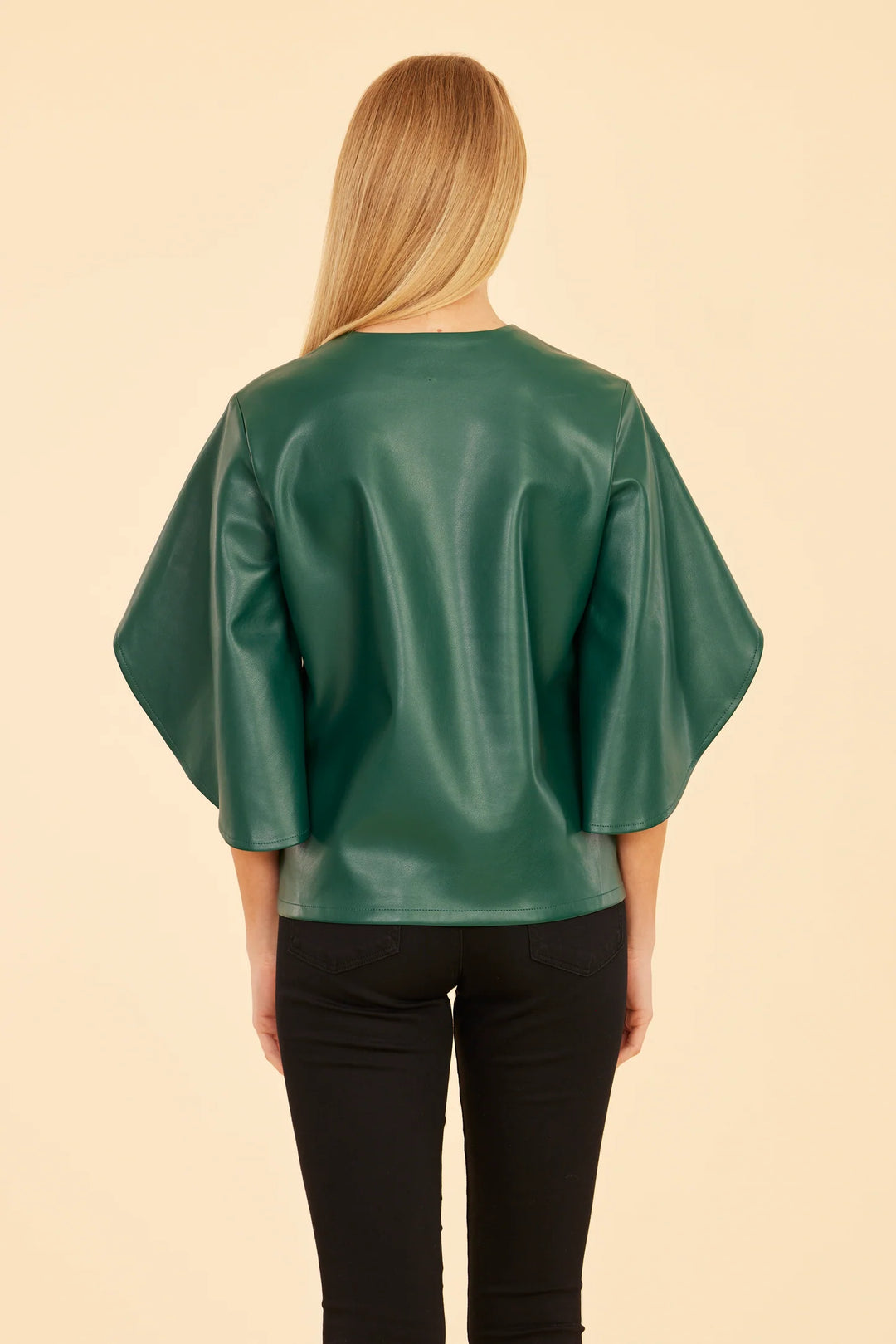 Faux Leather Flutter Top