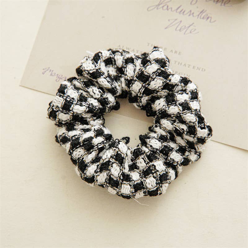 Checkered Tweed Knit Scrunchies