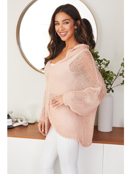 CROTCHET ASYMMETRICAL HOODED PONCHO