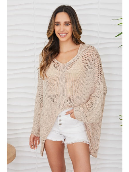 CROTCHET ASYMMETRICAL HOODED PONCHO