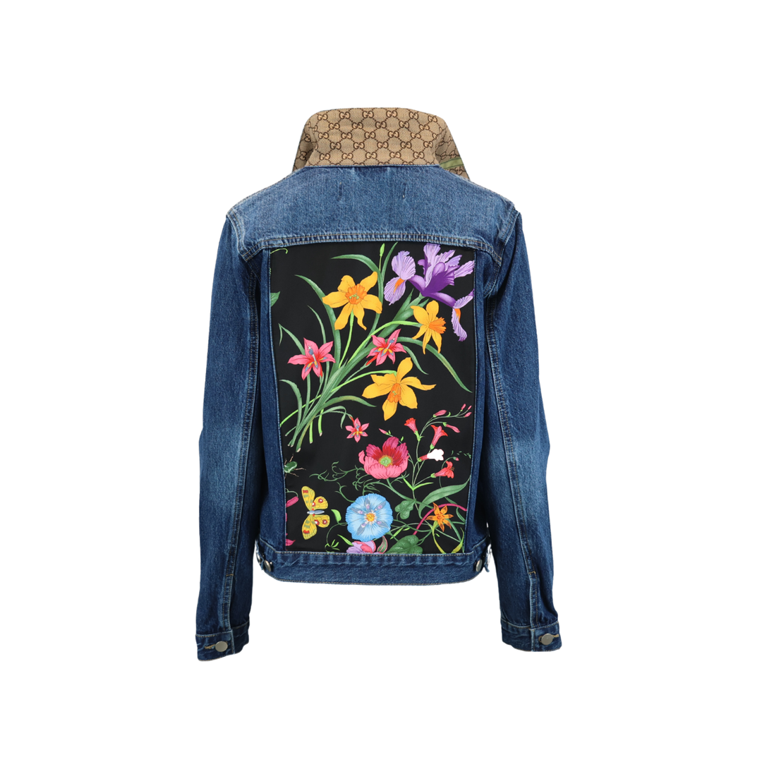 Black Floral Designer Denim Jacket