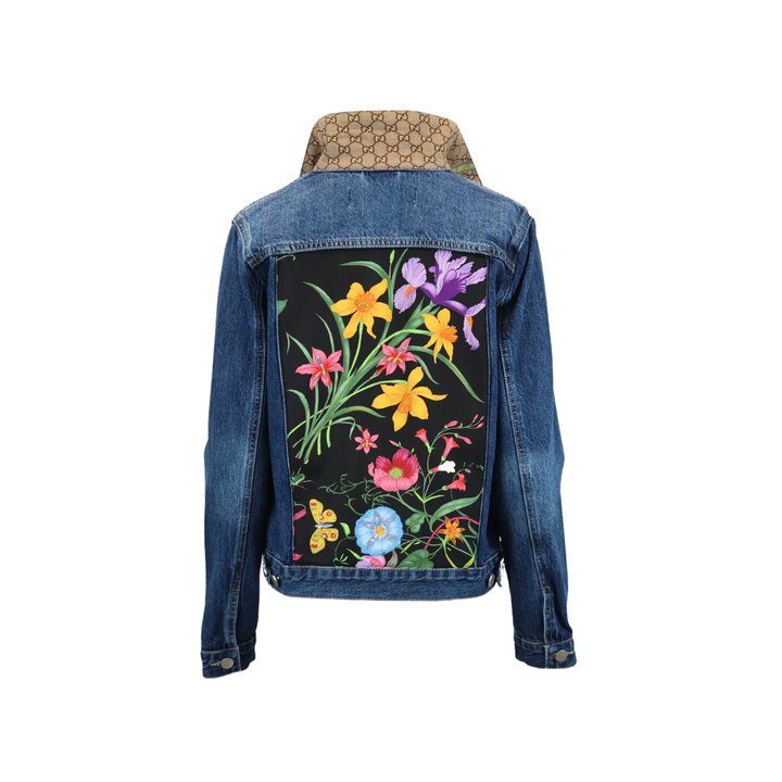 Black Floral Designer Denim Jacket