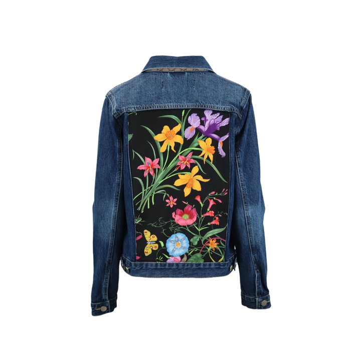 Black Floral Designer Denim Jacket
