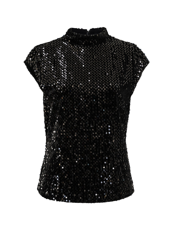 FUNNEL NECK SEQUIN TOP